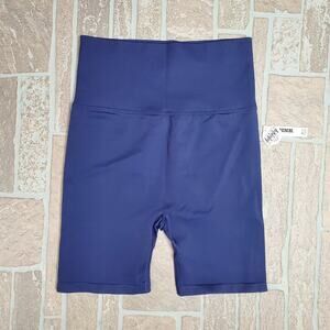 VS Pink Active Women's High Waist Soft Seamless Foldover Bike Shorts Blue Size M